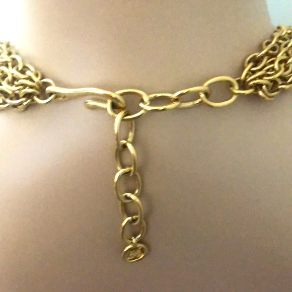 Vintage GIVENCHY Multi Strand Gold Tone Faux Pearl Statement Necklace - Picture 4 of 7